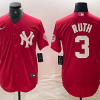 Men's New York Yankees Babe Ruth #3 Red Jersey