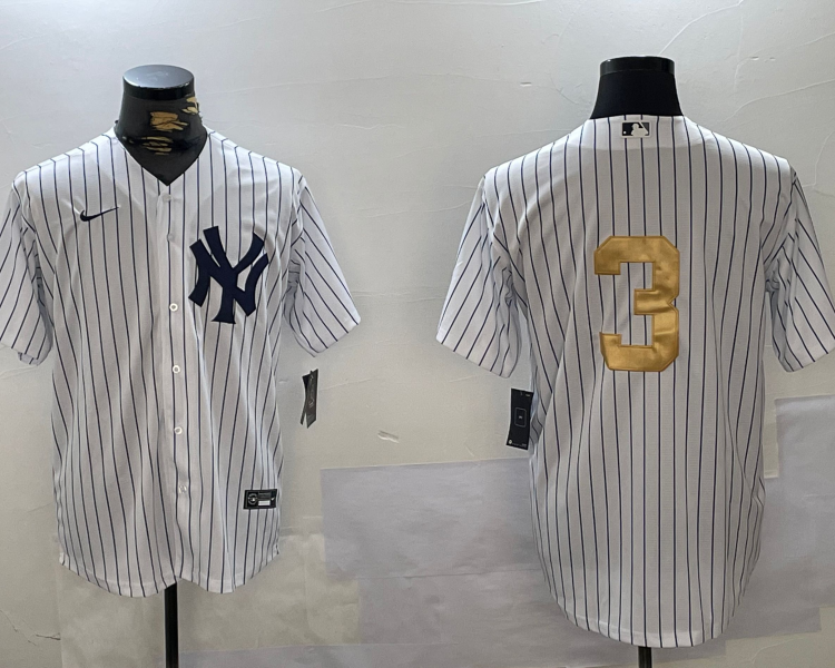 Men's New York Yankees Babe Ruth #3 White Jersey
