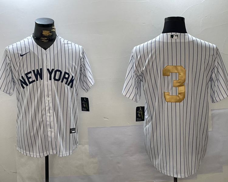 Men's New York Yankees Babe Ruth #3 White Jersey