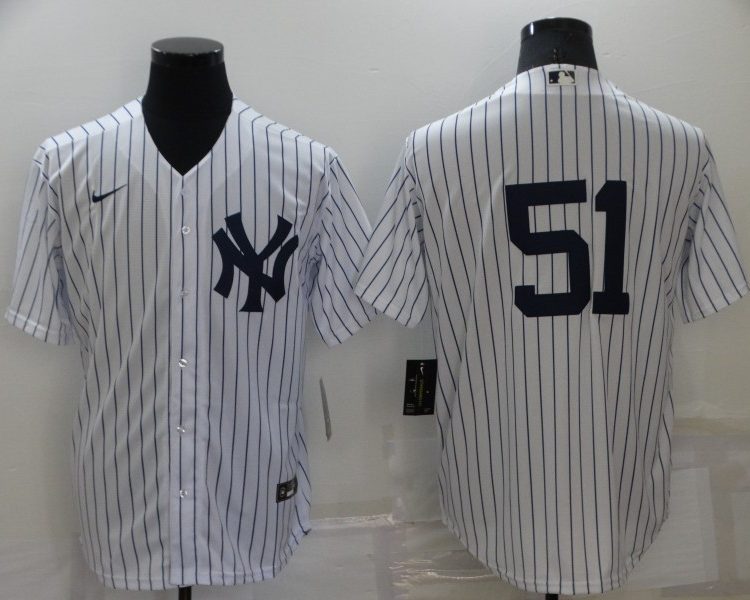 Men's New York Yankees Bernie Williams #51 White Name Jersey