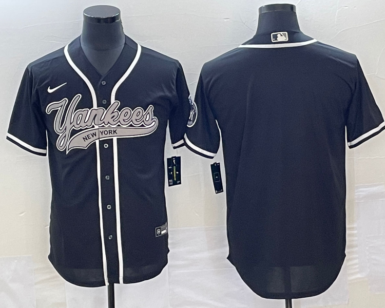 Men's New York Yankees Black Blank Jersey Joint Edition