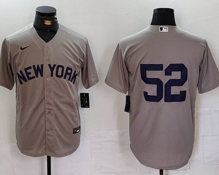 Men's New York Yankees CC Sabathia #52 Gray Jersey