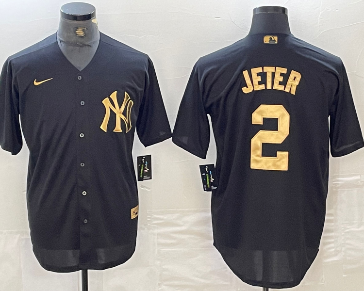 Men's New York Yankees Derek Jeter #2 Black Limited Jersey