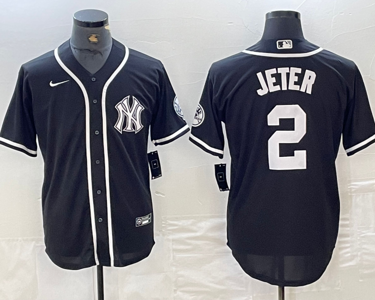 Men's New York Yankees Derek Jeter #2 Black Limited Jersey