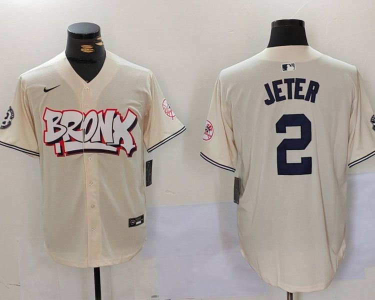 Men's New York Yankees Derek Jeter #2 Cream Limited Jersey
