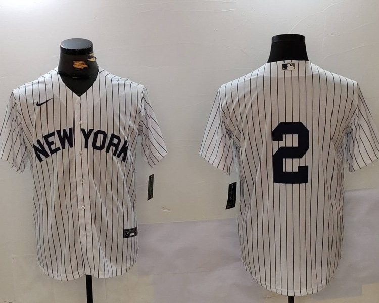 Men's New York Yankees Derek Jeter #2 White Name Jersey