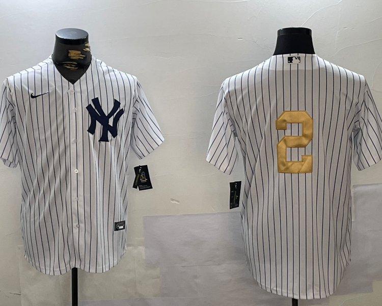 Men's New York Yankees Derek Jeter #2 White Team Jersey