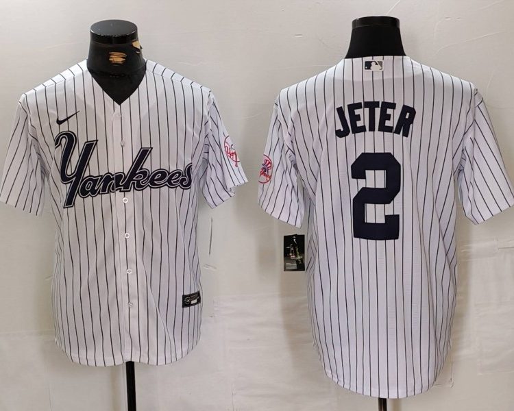 Men's New York Yankees Derek Jeter White Jersey