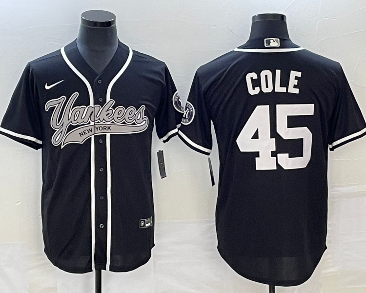 Men's New York Yankees Gerrit Cole #45 Black Jersey Joint Edition