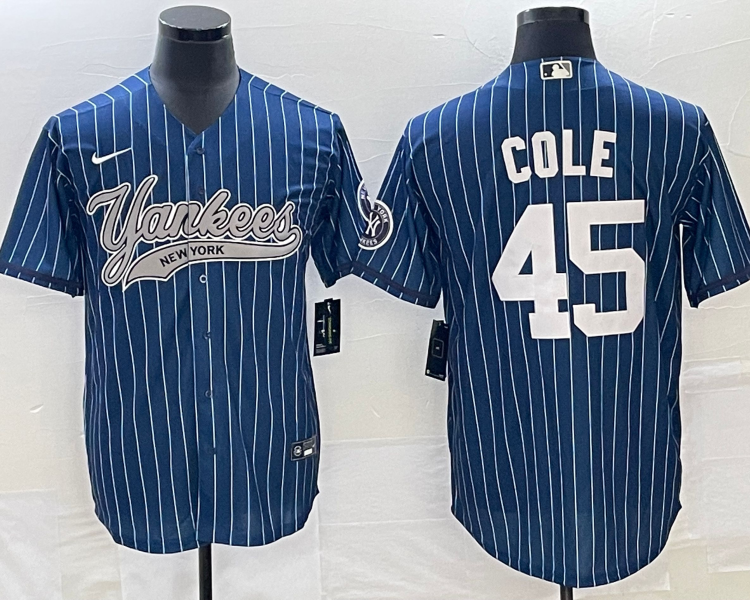 Men's New York Yankees Gerrit Cole #45 Blue Jersey Joint Edition