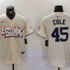 Men's New York Yankees Gerrit Cole #45 Cream Limited Jersey
