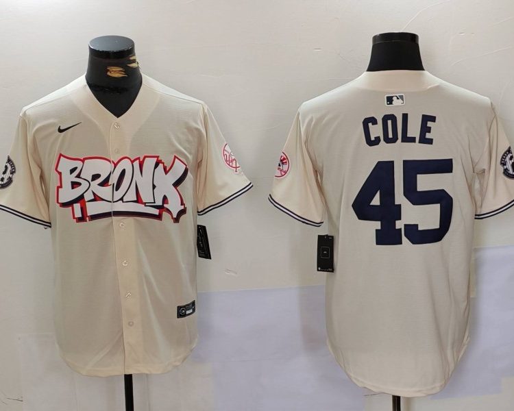 Men's New York Yankees Gerrit Cole #45 Cream Limited Jersey