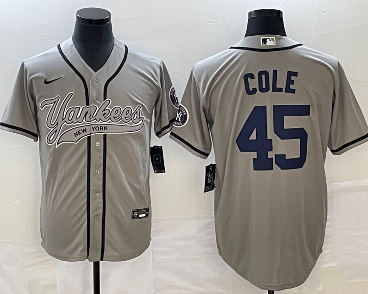 Men's New York Yankees Gerrit Cole #45 Gray Jersey Joint Edition