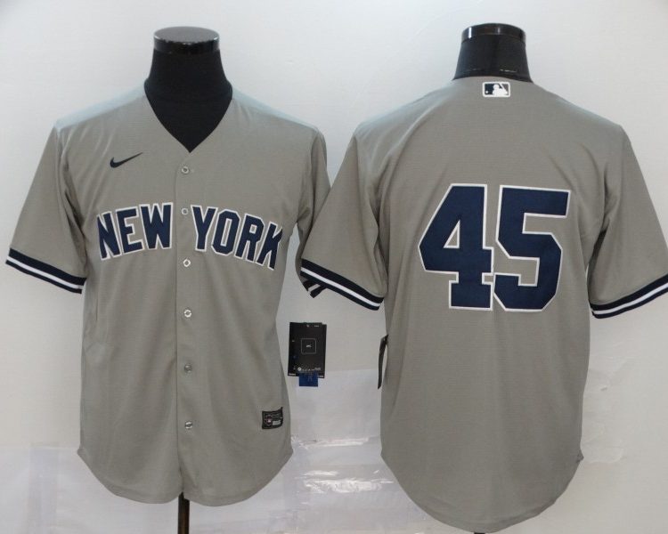 Men's New York Yankees Gerrit Cole #45 Gray Name Jersey