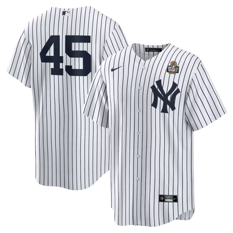 Men's New York Yankees Gerrit Cole #45 White 2024 World Series Home Jersey