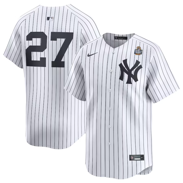 Men's New York Yankees Giancarlo Stanton #27 White 2024 World Series Limited Jersey