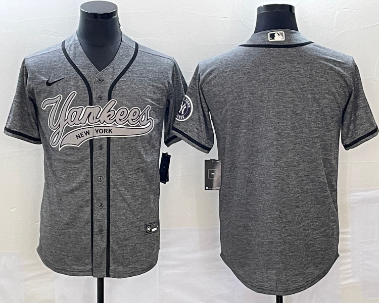 Men's New York Yankees Gray Blank Jersey Joint Edition