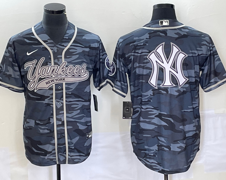Men's New York Yankees Grey Camouflage Jersey Joint Edition
