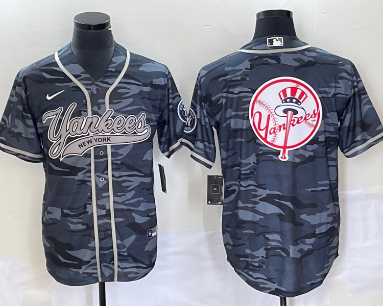 Men's New York Yankees Grey Camouflage Team Jersey Joint Edition