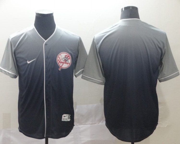 Men's New York Yankees Grey Gradient Blank Jersey