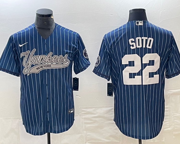 Men's New York Yankees Juan Soto #22 Blue Jersey Joint Edition