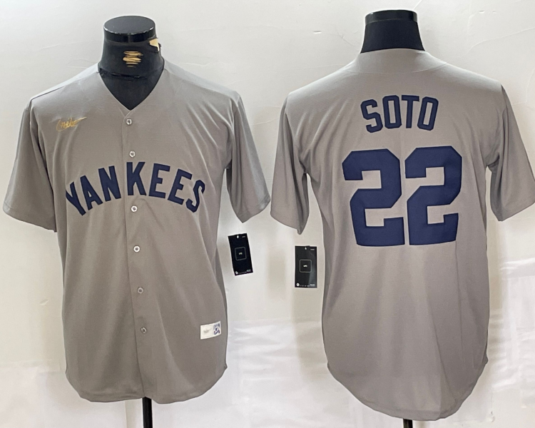 Men's New York Yankees Juan Soto #22 Gray Road Cooperstown Collection Jersey
