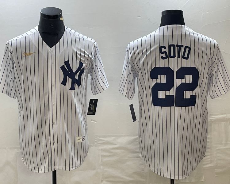 Men's New York Yankees Juan Soto #22 White Home Cooperstown Collection Jersey