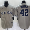 Men's New York Yankees Mariano Rivera #42 Gray Jersey