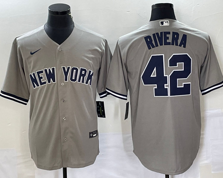Men's New York Yankees Mariano Rivera #42 Gray Jersey