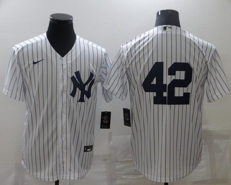 Men's New York Yankees Mariano Rivera #42 White Name Jersey