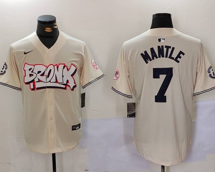 Men's New York Yankees Mickey Mantle #7 Cream Limited Jersey