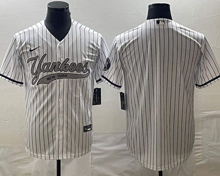 Men's New York Yankees White Blank Jersey Joint Edition