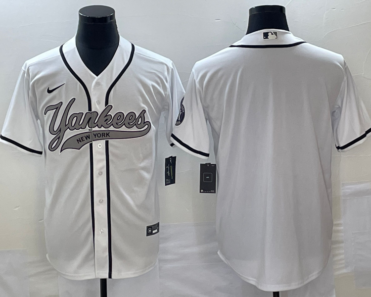 Men's New York Yankees White Blank Jersey Joint Edition