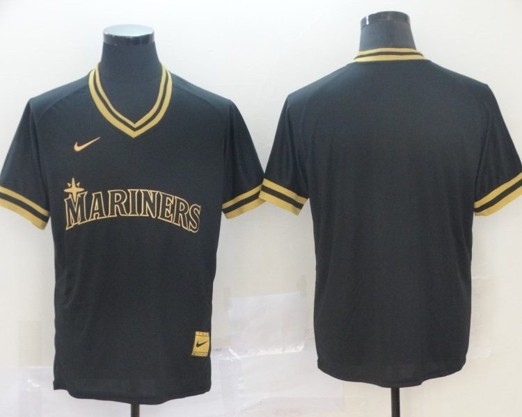 Men's Seattle Mariners Black Blank Jersey