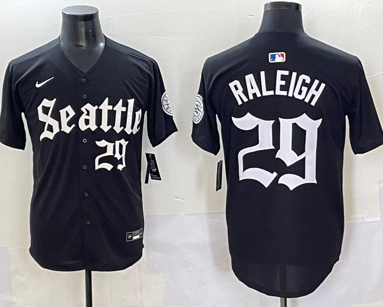 Men's Seattle Mariners Cal Raleigh #29 Black Jersey