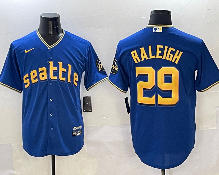 Men's Seattle Mariners Cal Raleigh #29 Blue City Connect Limited Jersey