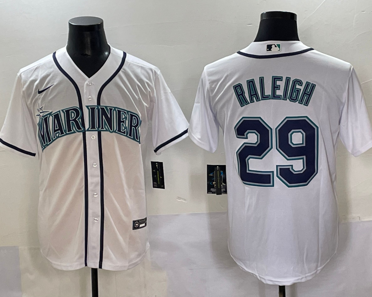 Men's Seattle Mariners Cal Raleigh #29 White Home Jersey