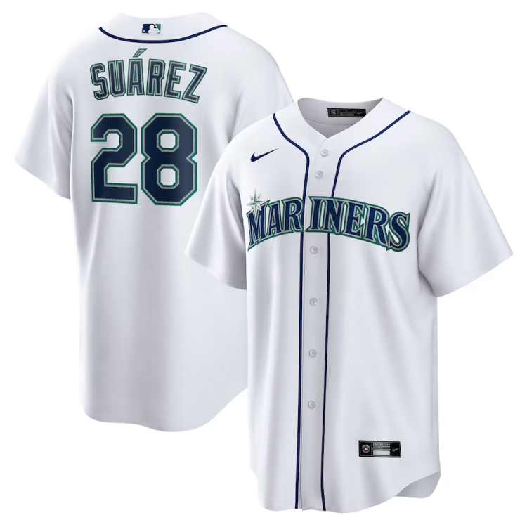 Men's Seattle Mariners Eugenio Suarez #28 White Home Jersey