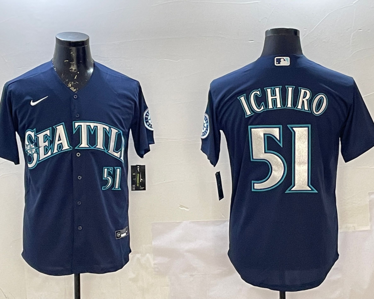 Men's Seattle Mariners Ichiro Suzuki #51 Navy Jersey