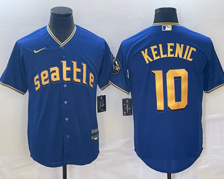 Men's Seattle Mariners Jarred Kelenic #10 Royal 2023 City Connect Jersey