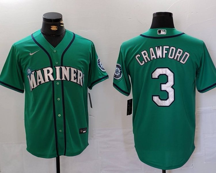 Men's Seattle Mariners JP Crawford #3 Aqua Jersey
