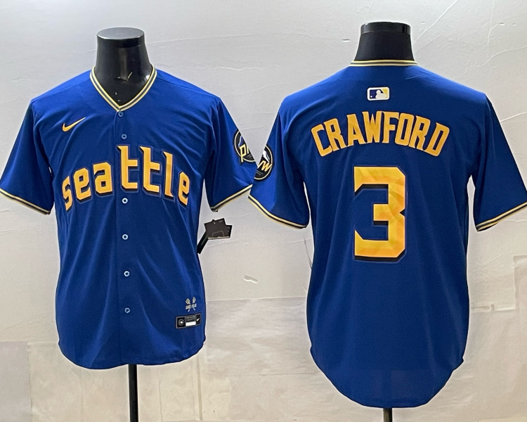 Men's Seattle Mariners JP Crawford #3 Royal 2023 City Connect Jersey