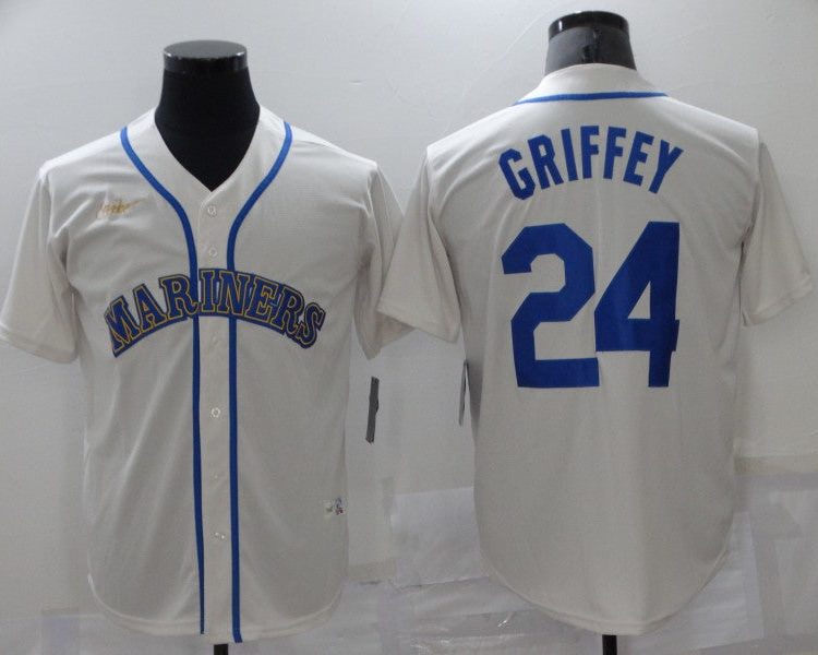 Men's Seattle Mariners Ken Griffey Jr. #24 Beige Authentic Baseball Jersey