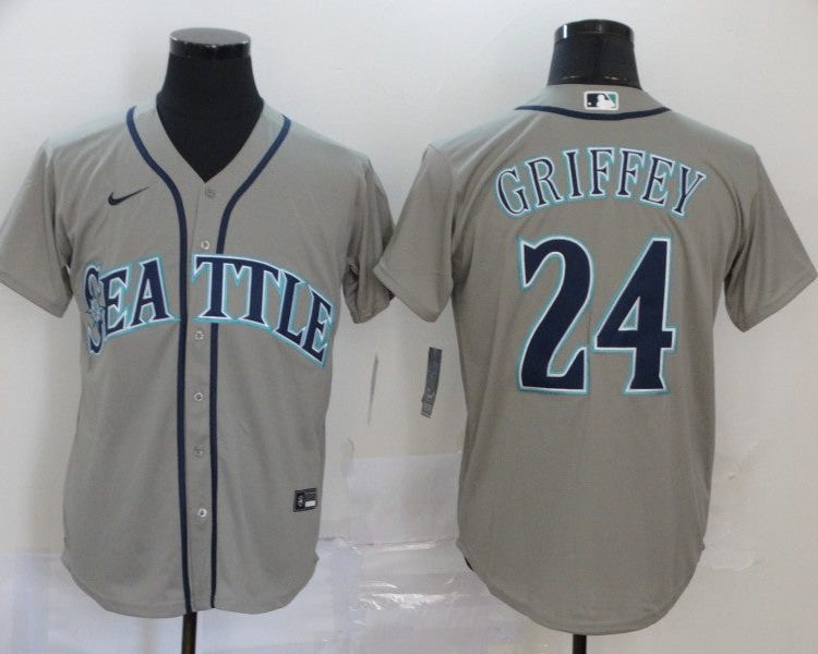 Men's Seattle Mariners Ken Griffey Jr. #24 Gray Baseball Jersey