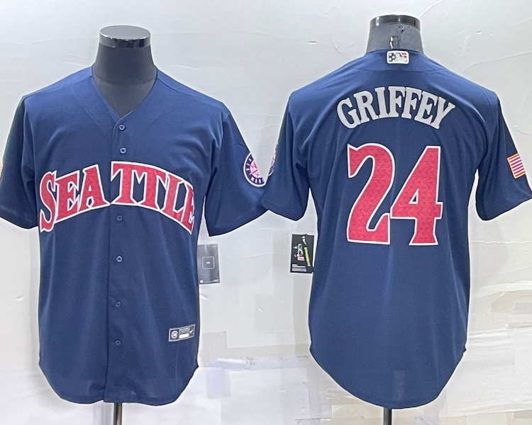 Men's Seattle Mariners Ken Griffey Jr. #24 Navy Jersey