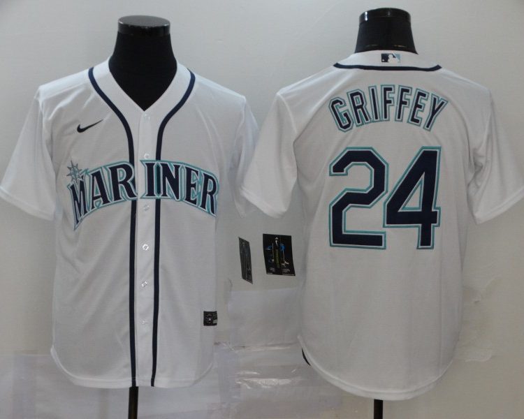 Men's Seattle Mariners Ken Griffey Jr. #24 White Baseball Jersey