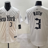 Men's New York Yankees Babe Ruth #3 White Alternate Limited Jersey