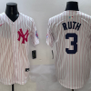 Men's New York Yankees Babe Ruth #3 White Team Jersey