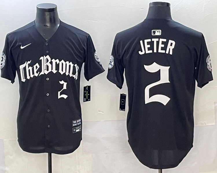 Men's New York Yankees Derek Jeter #2 Black Team Jersey