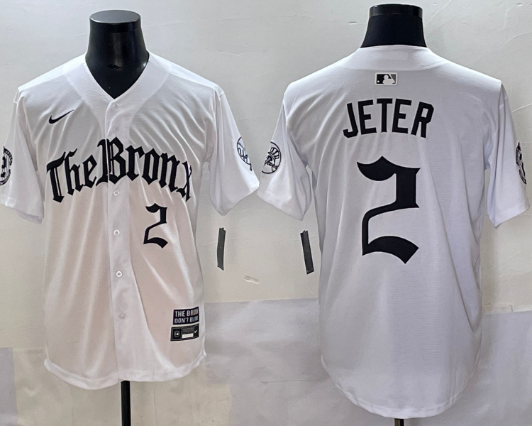 Men's New York Yankees Derek Jeter #2 White Alternate Limited Jersey